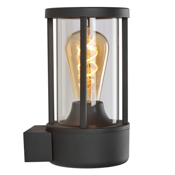Lucide LORI - Wandlamp Binnen/Buiten - Ø 12 cm - 1xE27 - IP44 - Dag/nacht sensor - Antraciet - detail 1